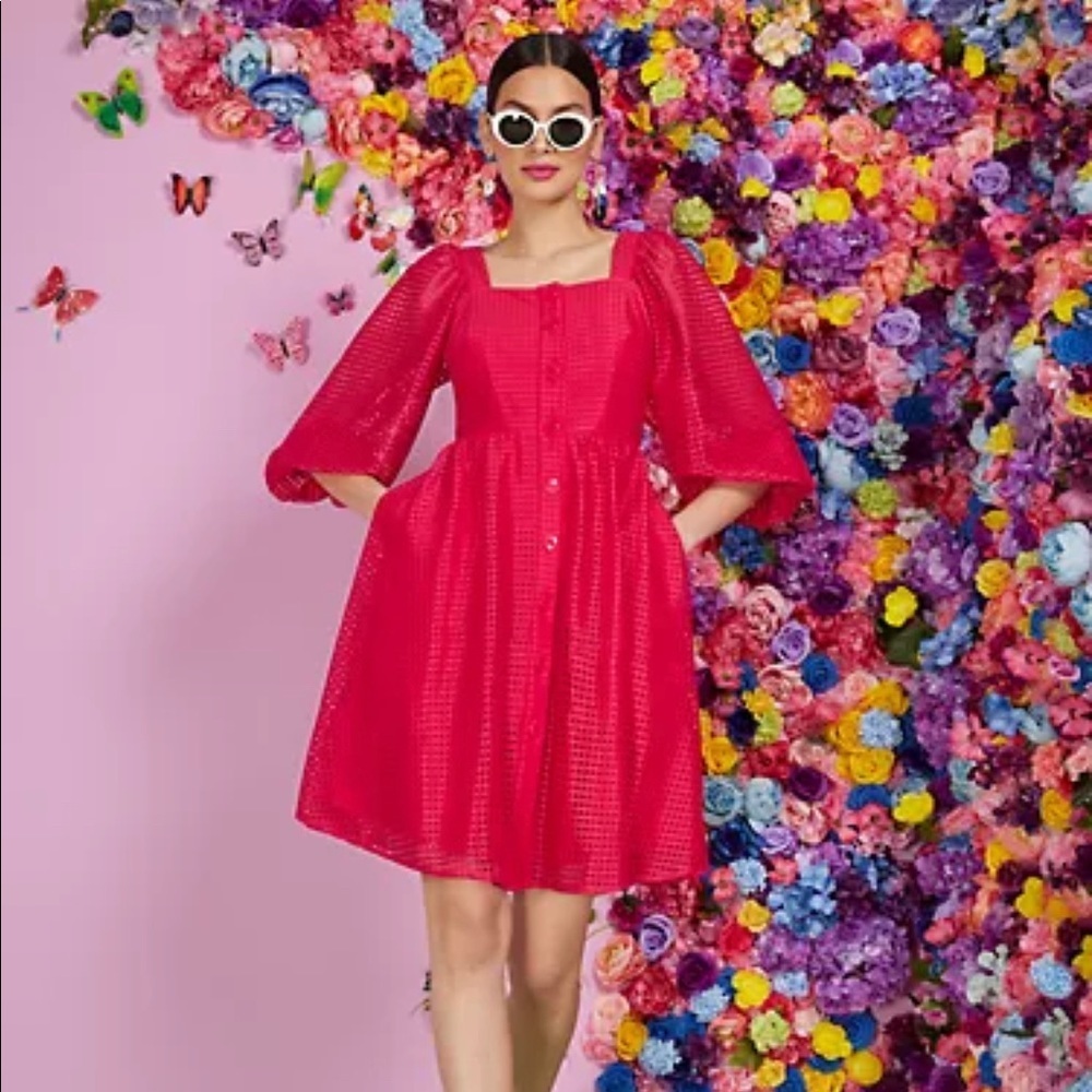 🆕New York and Company Eyelet Button-Front Dress​